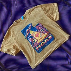 Pine Bones Moab Utah Cropped Graphic Tee in Yellow
